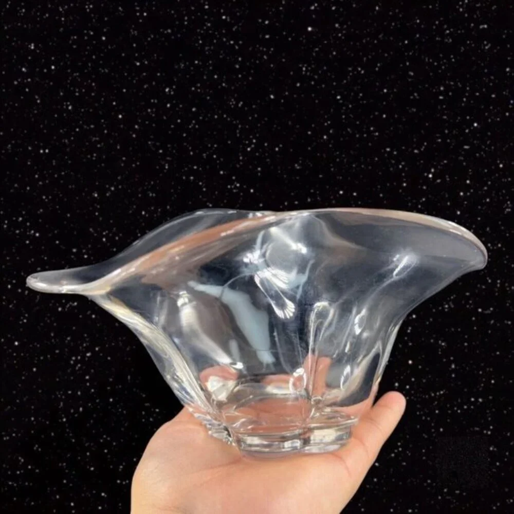 DUNCAN & MILLER Clear Canterbury Centerpiece Crimped Bowl‎ Dish Wavy Top Vintage